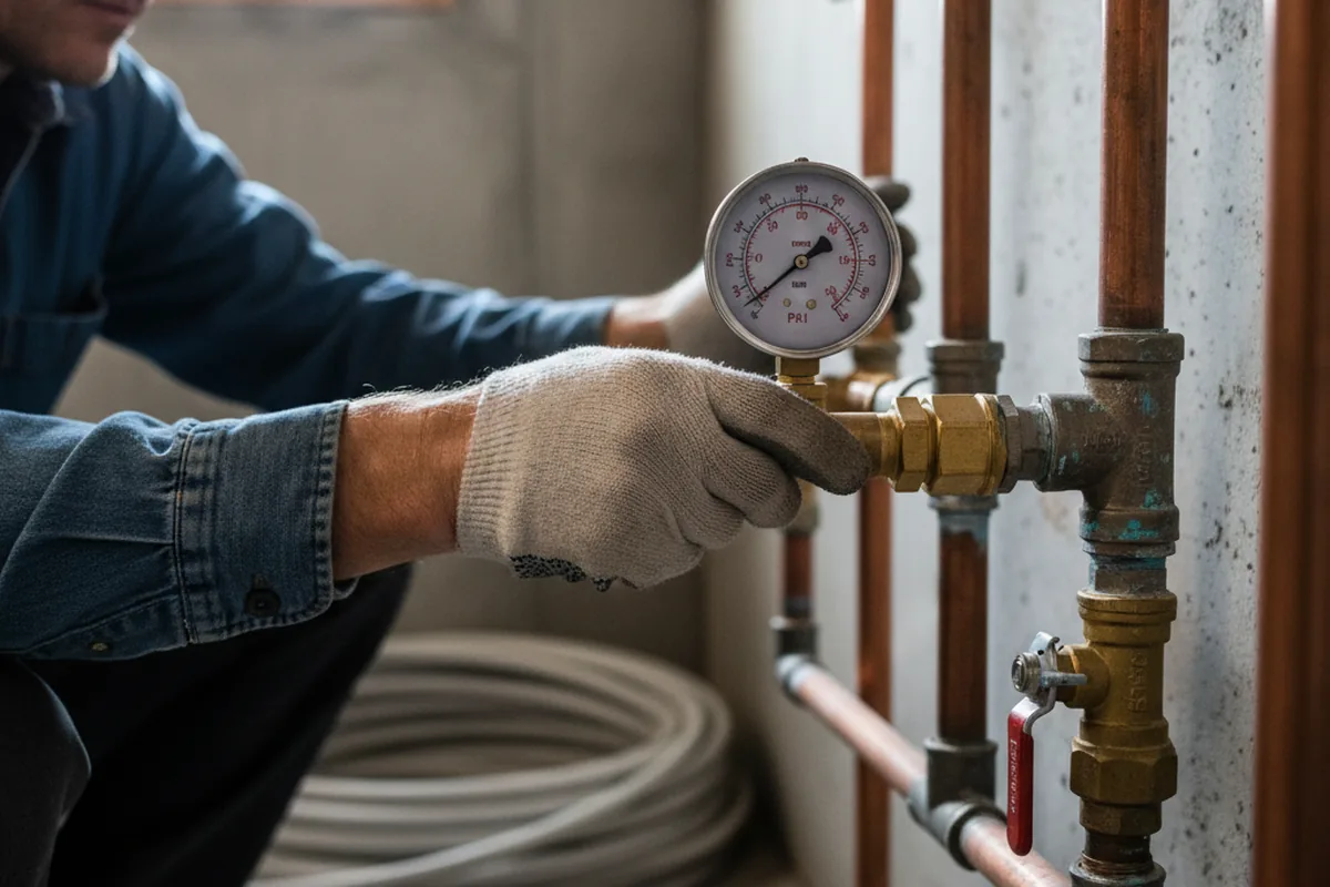 Pressure testing a repaired line during Water Line Repair in Magna